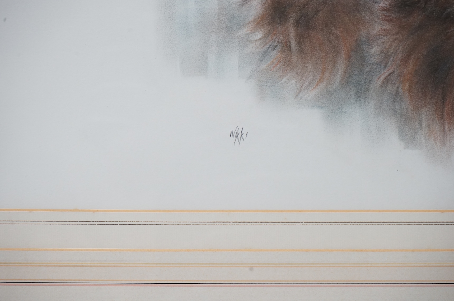 Nikki, pastel and mixed media, Study of two Irish setters, signed, 40 x 56cm
